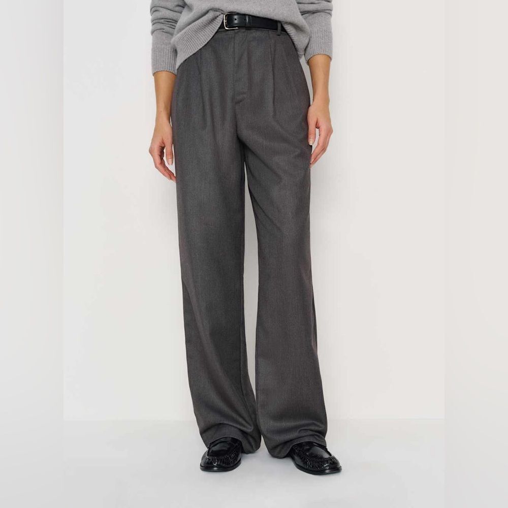 Reformation Mason Pant Charcoal Gray Trousers in Stone